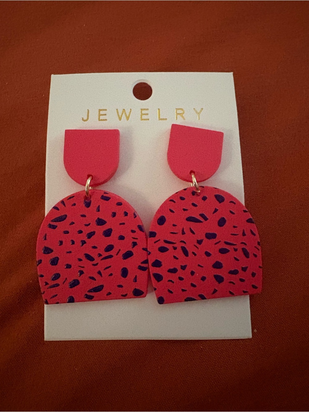 Pink Speckled Arch Drop Earrings - Jewelry Brand